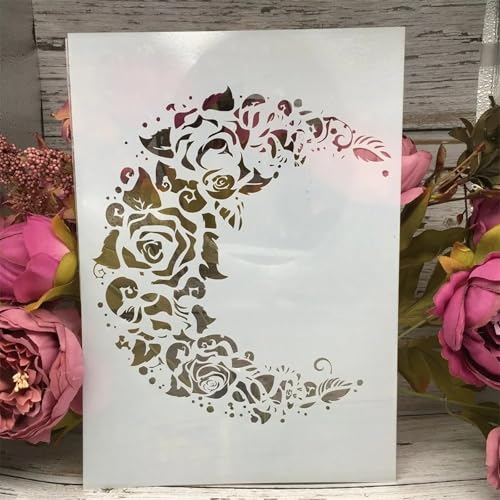 TIAMECH A4 Reusable Moon Flower Stencil for Painting - style: Moon Flower