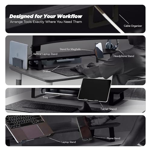 ULTRARM Moodular Wooden Monitor Stand Desk Organizer, Large 45.6" Oak