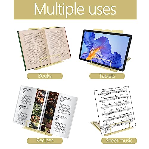 Metal Book Stand Adjustable Book Holder for Reading - color: Full Yellow