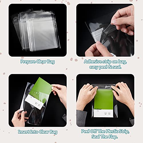 Golden State Art 3"x8" Acid-Free Crystal Clear Storage Sleeves,200 Pack - size: 3x8