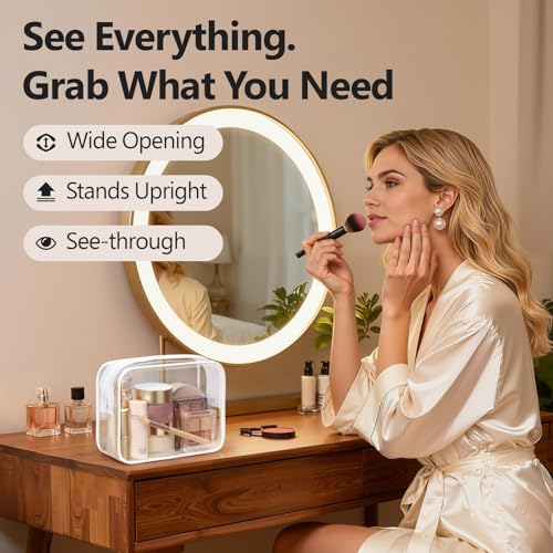 PACKISM Clear Makeup Bag for Travel - TSA Approved Toiletry Bag, 2 White - color: 2 Active B White, size: Mixed Size Series (1 Medium + 1 Large)