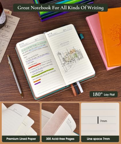 Small Journal Notebook 3.7"x6.8", 300 Page Lined Paper Pocket Size Notebook - color: Blue, size: A6 (3.7in x 6.8in)