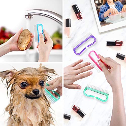 Larbois Handle Grip Nail Brush, Hand Fingernail Brush Cleaner Scrubbing Kit Pedicure for Toes and Nails Men Women (4 Pack) (Color-2) - color: Color-2