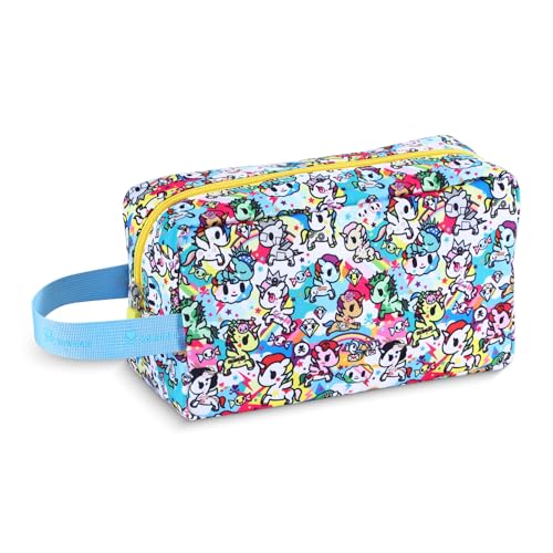 tokidoki Travel Makeup Bag for Women, Cute Unicorno Cosmetic Bag, Compact Skincare Vanity Pouch, Portable Cosmetiquera Toiletry Bag for Travel, Work, Home, Perfect Gifts for Women Girls (Blue) - color: Blue