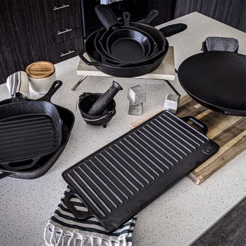 10.5 Inch Square Grill Pan Medium Pre-Seasoned Cast Iron - size: 10"