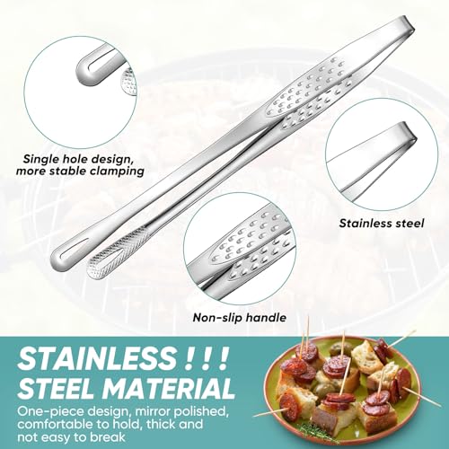 meekoo 6 Pcs Stainless Steel Korean BBQ Grill Tongs - size: 7.8 Inches