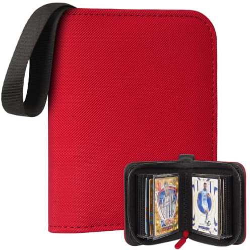1 Pocket Card Binder – Collectible Trading Card Album, Single Card Holder with 20 Pages, Holds 40 Cards, Side-Loading Mini Binder for TCG, MTG, Sports, Baseball, Football, Small Sports Card Book,Red - color: Red