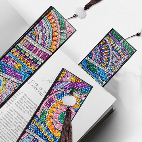 Tontut 3pcs Diamond Art Painting Kit Bookmarks, Star River Exquisite General DIY Bookmarks, Lightweight and Durable for Reading Lovers - color: Star River