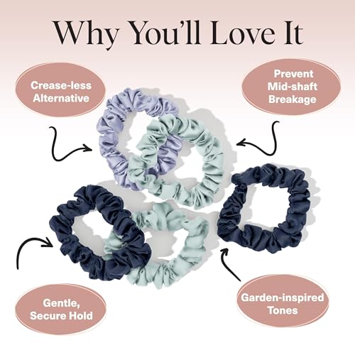 Kitsch Ruched Satin Scrunchies for Women - Garden Bouquet, 5pcs - color: Garden Bouquet (5 pcs)