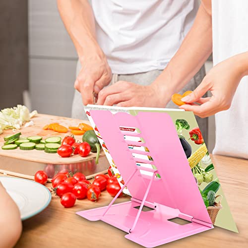 Camelmother Metal Book Stand Adjustable Book Holder for Reading - color: Full Pink