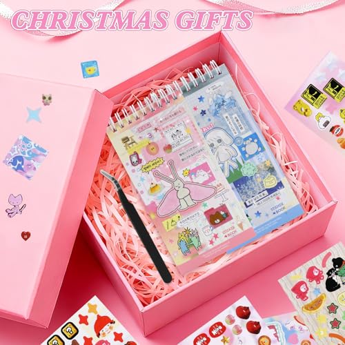 800Pcs Japanese Sticker Book for Journaling Adult, Cute Scrapbook Stickers - style: Di 40 Sheet rectangular Pink Blue