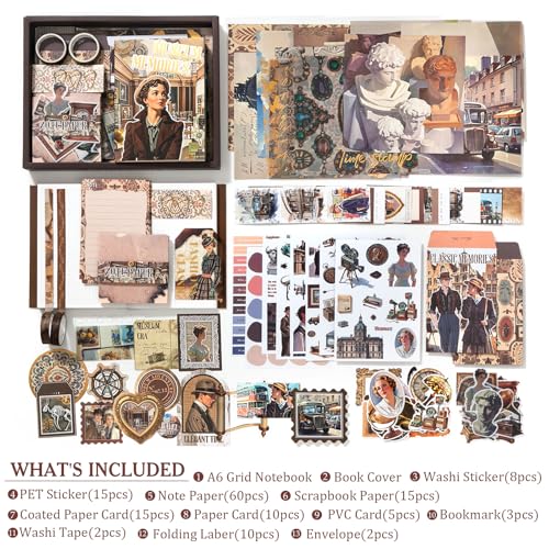 Scrapbook Supplies Kit, Vintage Junk journaling Supplies, Scrapbooking Kit - color: Museum Memories