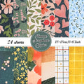 24Pcs 6×6 Scrapbook Paper Pad Decorative Decoupage Paper Pink Yellow Floral Pattern Pack Scrapbook Supplies For DIY Photo Album Decor Art Junk Journal Supplies,Card Making Scrapbooking Craft