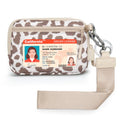 Wristlet Wallet for Women with Clear ID Window, Zip Coin Purse and Keychain - color: Beige Leopard