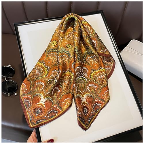 100% Mulberry Silk Neck Scarf for Women Square Neckerchief – 21 inch - color: Copper