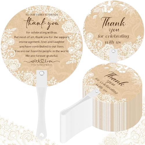 CroBlissful 100 Pcs Wedding Hand Fans for Guests Bulk, Handheld, Flower - style: Lace