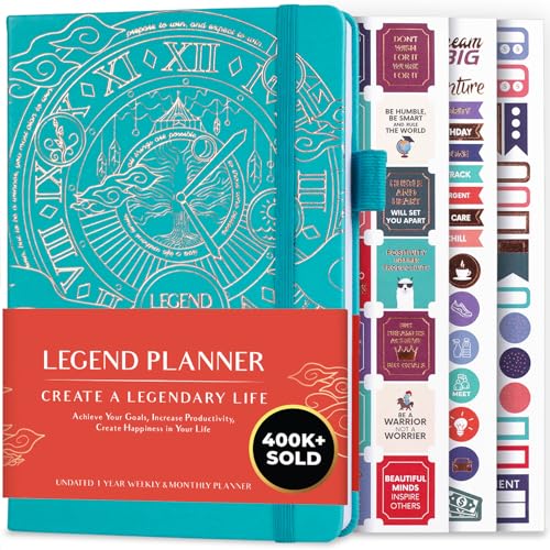 Legend Planner Undated, Weekly & Daily Goal Journal, A5 Turquoise - color: Turquoise Gold (Undated), size: A5 (5.5'' x 8.3'')
