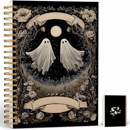 Notebook Journal for Women - A5 Spiral Notebook with Ghost in forest Design, Vintage Dark Romantic Ghost Wildflowers, Gothic Office & School Supplies, Unique Gifts for Women Birthday, Christmas (Ghost2) - color: Ghost2