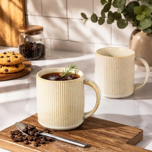 theterra Ceramic Coffee Mugs Set of 4, 14.2 oz Coffee Cups with Handle - color: Cappuccino, size: 14 OZ (Set of 4)