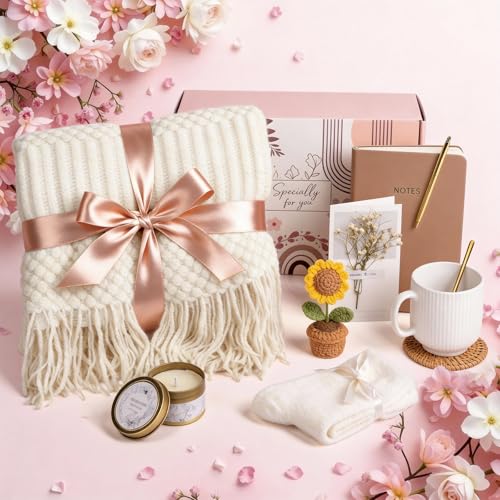 Birthday Gifts for Women, Self Care Gifts Baskets Care Package for Women, Teen Girls, Her, Mom, Sister, Best Friend, Wife, Girlfriend, Coworker, Sending Sunshine Sunflower Gift Baskets - color: Rose Gold