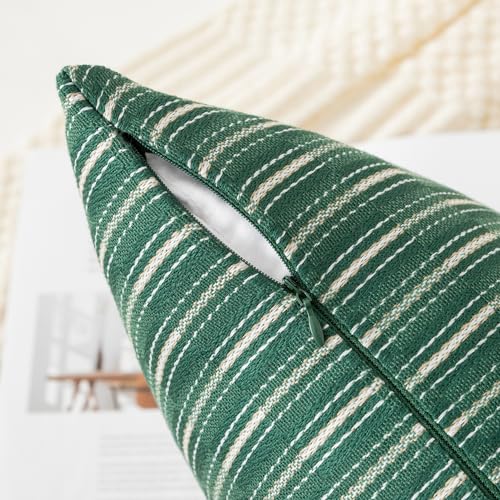 Kevin Textile 18x18 Pillow Covers, Boho Woven Texture Square Throw Pillow Covers Set of 2, Linen Decorative Burlap Pillow Cases for Couch Bedroom Living Room, Dark Green - color: A-dark Green, size: 18" x 18" (Pack of 2)