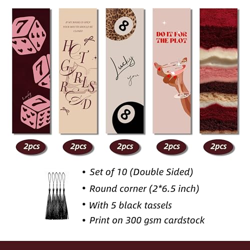 10pcs Cute Bookmarks Set, Aesthetic Bookish Gifts for Women (Red) - color: Red