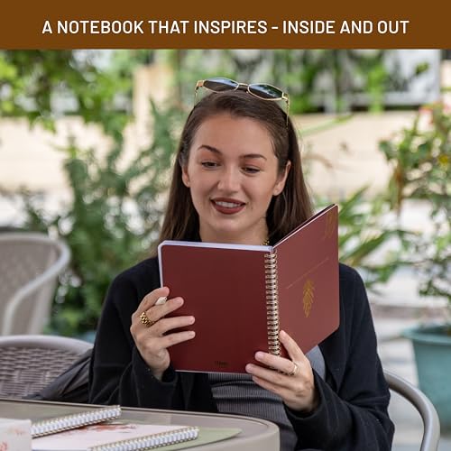 Happy Hoos® Aesthetic Spiral Notebook - 6.25" x 8.25" College Ruled Journal Notebook - Hard Cover Writing Journal for Work, School, Travel, More - Floral Notebook 8 Seasonal Designs (Gilded Autumn) - color: Gilded Autumn
