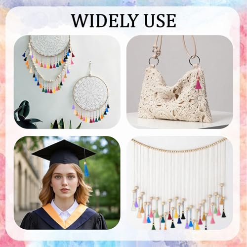 Mini Tassels Charm, 90pcs Gold Beads with Hanging Loop Mixed Color Mini Tiny Handmade Craft Tassels Charms for DIY Jewelry Necklace Making Accessories - color: 18 Colors-6cm