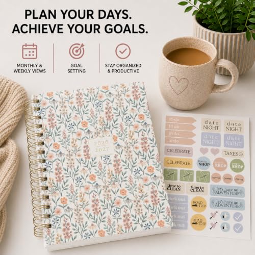WORLD TRAVELER Academic Planner School Organizer Jul 2026-Dec 2027, 7"x9" - color: Bloom Floral