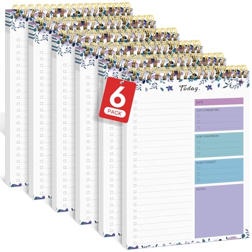 Taja To Do List Notepad, Undated Daily Planner for Work and Goal Setting - color: f-VioletBloom, size: 6 Pack