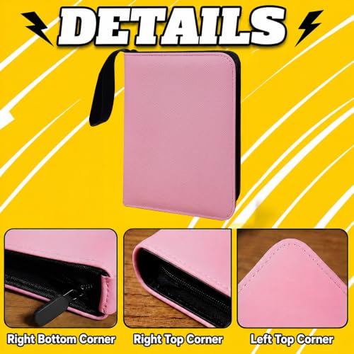 Card Binder, 4 Pocket 240 Card for Collectible Trading Card Albums - color: 240-PINK-1