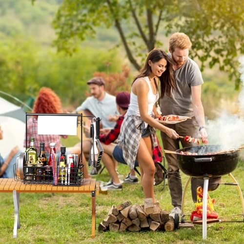 BBQ Caddy,Grill Caddy for Outdoor Grilling with Paper Towel Holder - color: Black