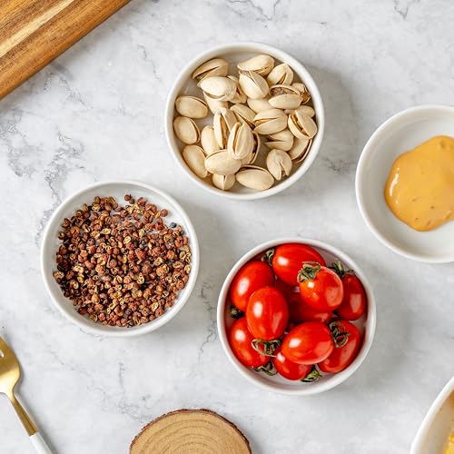 Dipping Bowls Set of 4, 2462°F High-Fired Ceramic Small Bowls for Dips, Olive Oil & Sauce, Elevates Table Setting, Idea for BBQ,Afternoon Tea,Entertaining,Housewarming & Holiday Gifts, White - color: White