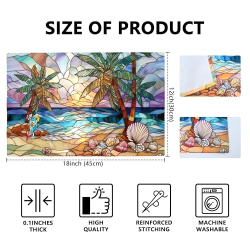 Beach Lighthouse Table Placemats Set of 4 Place Mats Linen Wipeable Placemats Waterproof Rectangle Table Mat for Kitchen Dining Dinner 18 X 12 Inch - color: Beach Lighthouse