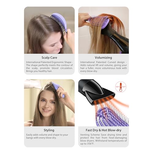 NuWay® DoubleC® Scalp Care Hair Brush – Patented Double Curve Design for Scalp Massage, Vented Blow-Dry Styling, Wet & Dry Hair, All Hair Types (Grass Green) - color: Grass Green