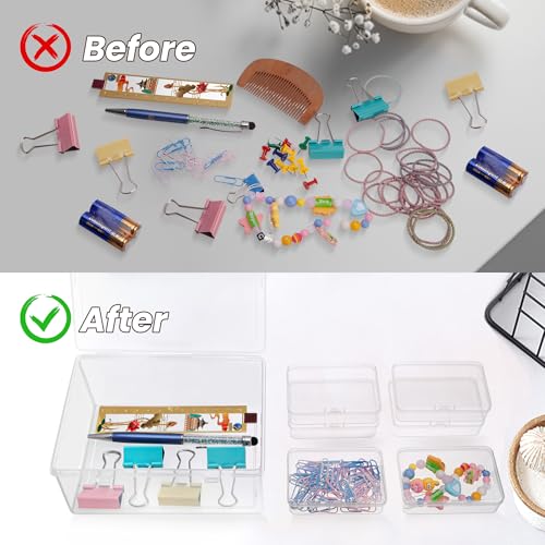 zoeynex 6-Pack Large Clear Plastic Storage Boxes with Master Case – Business Card Organizer System for 500+ Cards, Portable Hard Cases for USB Drives, Crayons, 3" Hardware & Crafts – 3.8" x 2.6" x 1" - size: 3.8" x 2.6" x 1" (6 Pack)