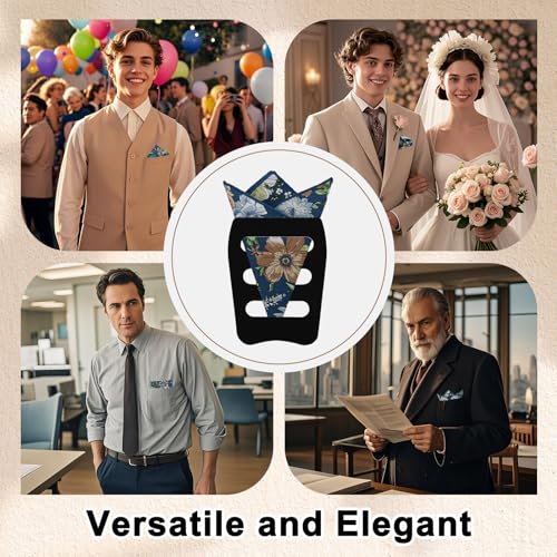 Cotton Floral Handkerchiefs for Men Wedding Evening Daily Work Prom - color: Navy,grey,brown,green