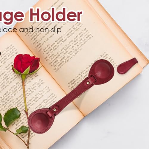 Leather Weighted Bookmarks Page Holder for Women Men, Magnetic Bookmarks for Reading, Book Accessories Gift for Book Lovers Teachers Writers Authors Poets (Wine) - color: Bm11+bph03-wine
