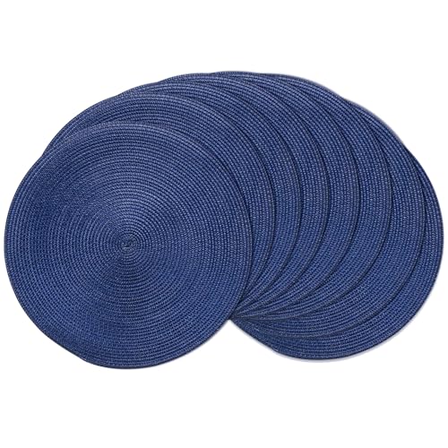 AHHFSMEI Round Placemats Set of 8 Heat Resistant Washable Non-Slip Woven Braided Table Mats for Dining Table Kitchen & Home Decor (Navy Blue,8) - color: Navy Blue, size: Set of 8