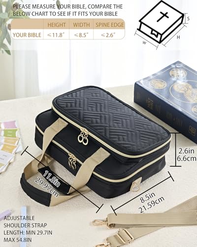 Bible Cover for Women Journaling Kit, Bible Study Case & Christian - Black