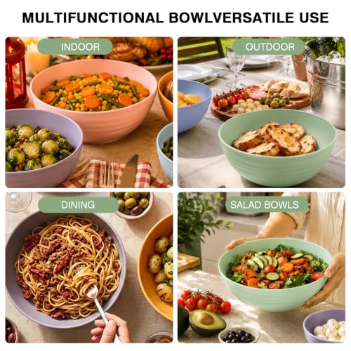 Greentainer Unbreakable Large Salad Bowls, 76 oz Plastic Serving Bowl Set of 6, Dishwasher & Microwave Safe, Lightweight Orange Bowl for Halloween Candy, Soup, Cereal, Fruit, Popcorn - color: Orange