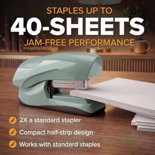 Bostitch Heavy Duty Stapler, 40 Sheet Capacity, No Jam, Sage - color: Green, size: Pack of 1