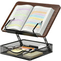 Adjustable Book Stand for Reading with Storage - 2-13" Height Hands-Free