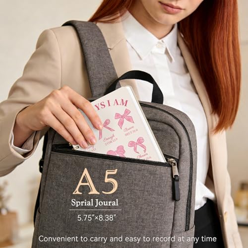 Lined Spiral Journal Notebook for Work A5, 160 Pages, Pink Bow - color: Bow Pink