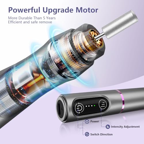 TUOBEO Cordless Nail Drill Electric Nail File Kit, Rechargeable Efile Set - color: Gray