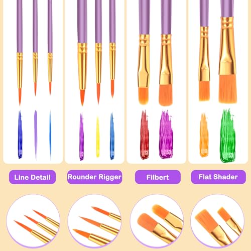 ESRICH 20PCS Paint Brushes, Paint Brush for Acrylic Painting - color: Purple, size: 20