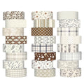 Gueevin 24 Rolls Floral Washi Tapes Set Scrapbook Supplies, Neutral - style: Neutral
