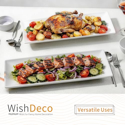 WishDeco Large Serving Platter Set of 2, Long Ceramic Serving Tray 16 Inch - size: 16 inch