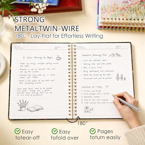 Christian Lined Spiral Notebook, Pretty Hardcover Journal 6'' x 8.4'', Bible Verse Prayer Notebook for Women, Psalm 46:10 Gift - color: garden-green