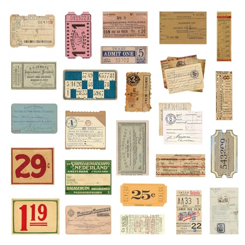 PRSTINCOL 100Pcs Vintage Sticker Pack - Scrapbooking Supplies & Junk Journal Accessories - Aesthetic Stickers for Water Bottles, Craft Kits, Bullet Journals - Retro Design - style: Letter_raft
